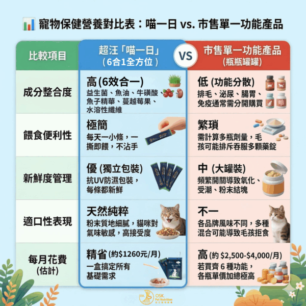 17 【喵一日】- 6合1 貓咪全方位保健營養粉/30小條(獨立包裝) ❤ 每日定量★純天然成份