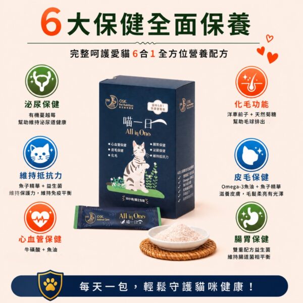 S__3858449_0 【喵一日】- 6合1 貓咪全方位保健營養粉/30小條(獨立包裝) ❤ 每日定量★純天然成份